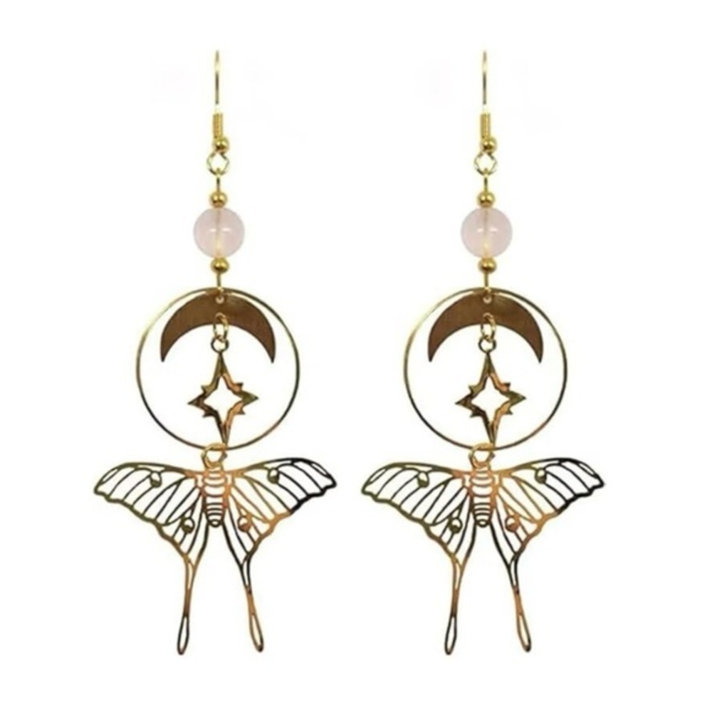 Elegant Gold Luna Moth Earrings